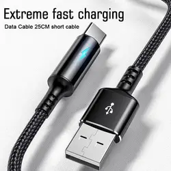 25cm Type-c Short Wire Fast Charging Cable Suitable For Woven Ribbon Light Fish Wire Data Cable  Short Nylon Charger