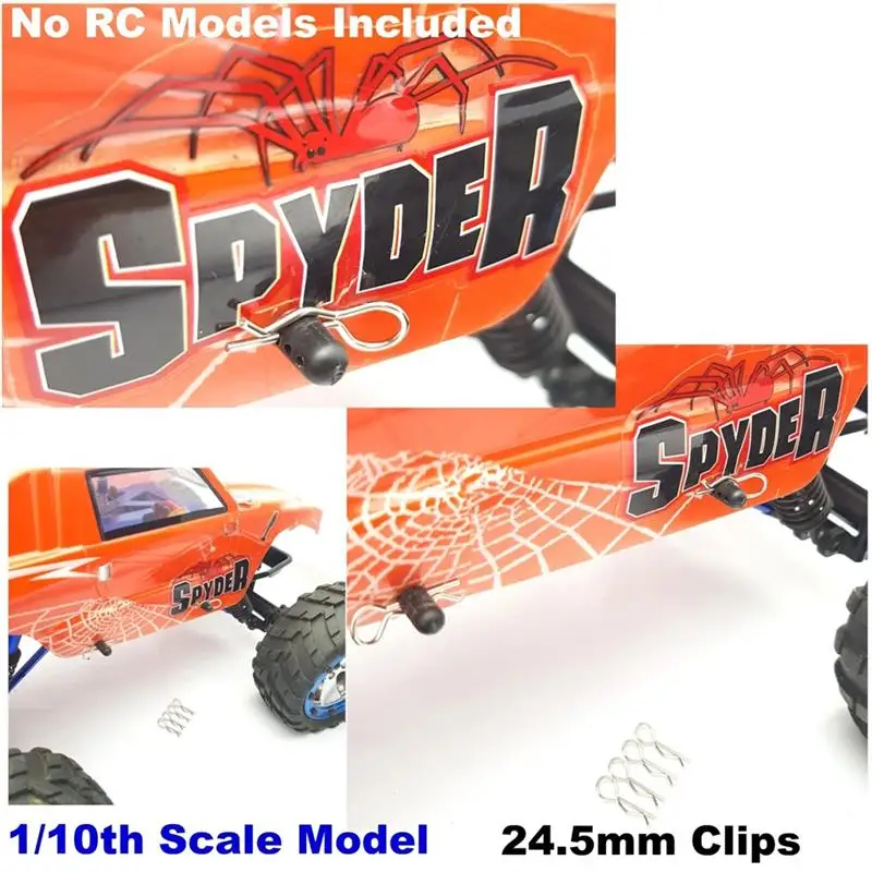 1/10  1/8 Scale RC Car Silver/Black Body Cover Post Lid Clips Pins Secure Shell R Clips Pins Model Car Shell Clips