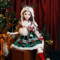 60CM BJD Doll 1/3 Ball Jointed Doll Cute Madeup Face Full Set With Christmas Suit DIY Toys Gift For Girl Figures Dolls