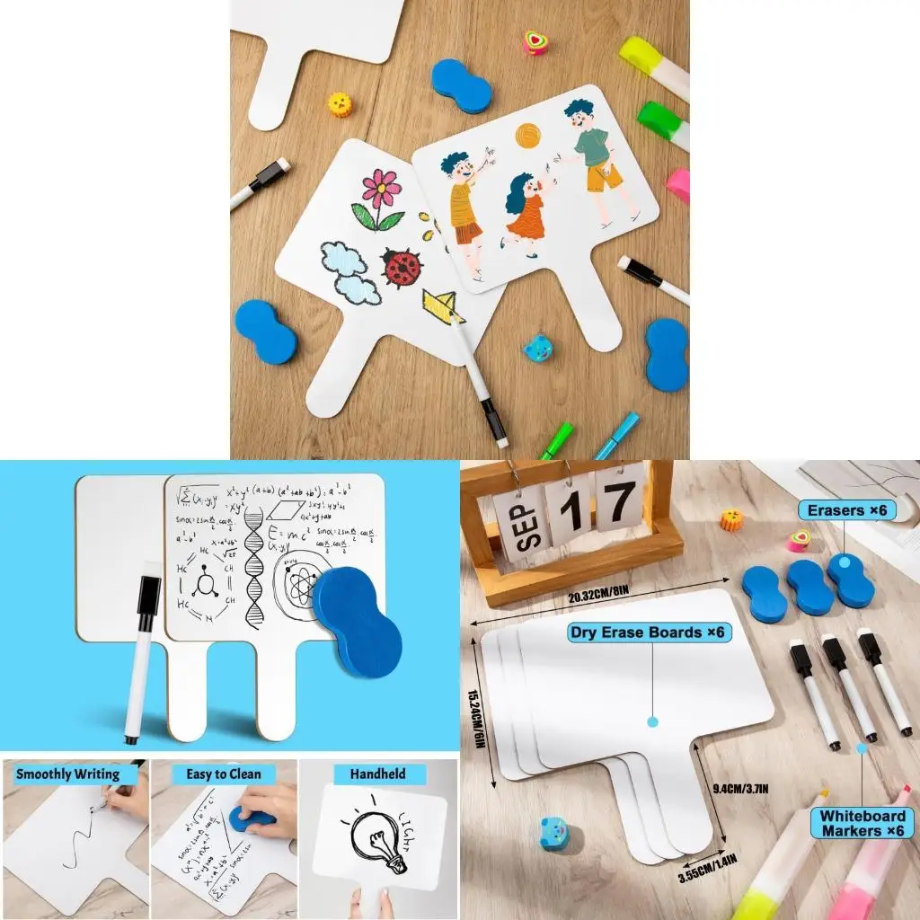 

18 Pieces Wooden Whiteboard Dry Erases Paddles With Erasable Surfaces and Practical Design for Group Activities F19E
