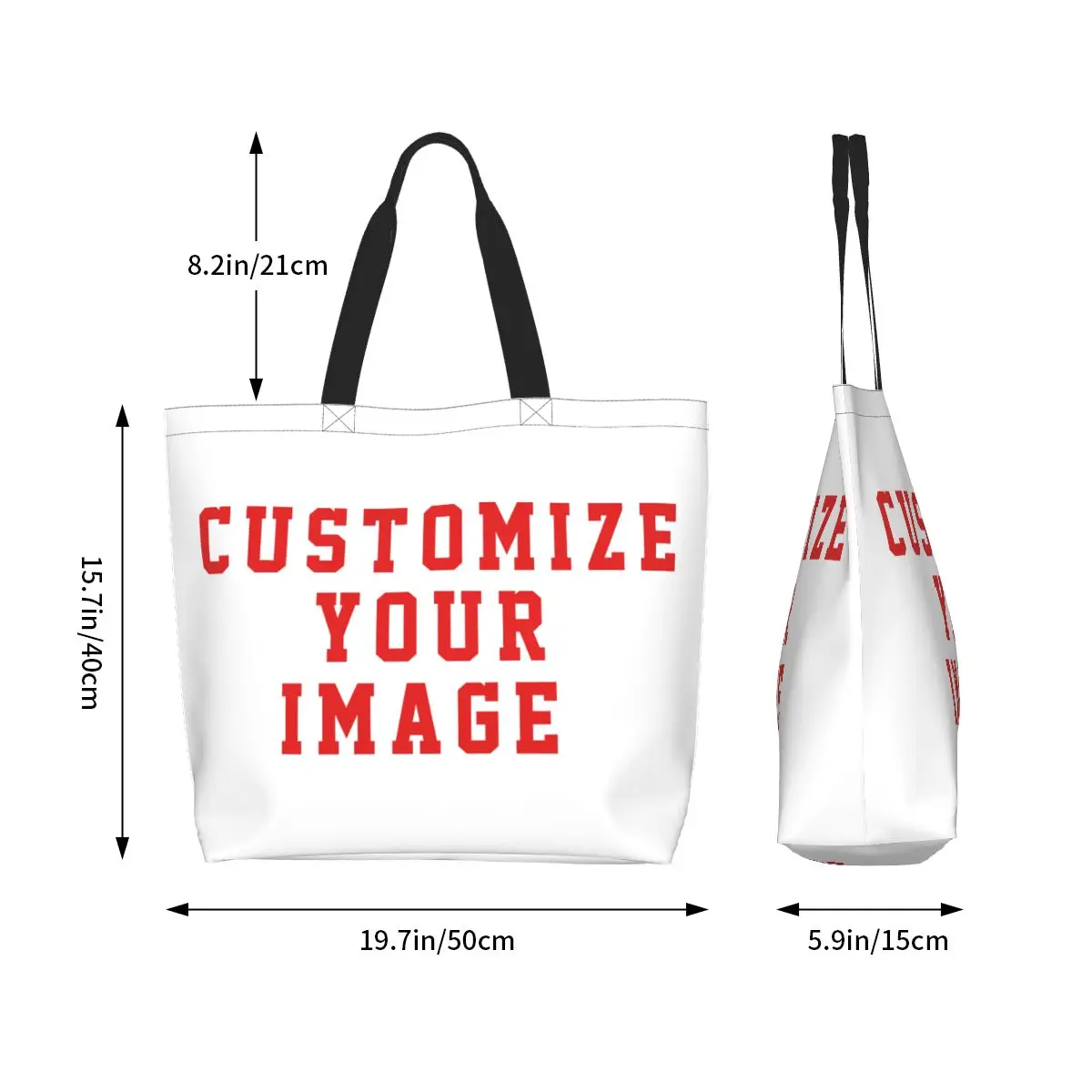 Personalized Custom Your Image Large Capacity Tote Shopping Bag DIY Merch Stylish Tote Bags For Female