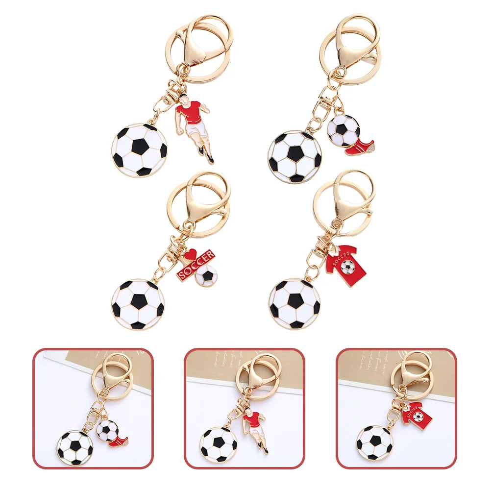 

4 Pcs Football Keychain Rings Sports Charm Keychains Decor Zinc Alloy Keyring Keyrings Hanging Pendants