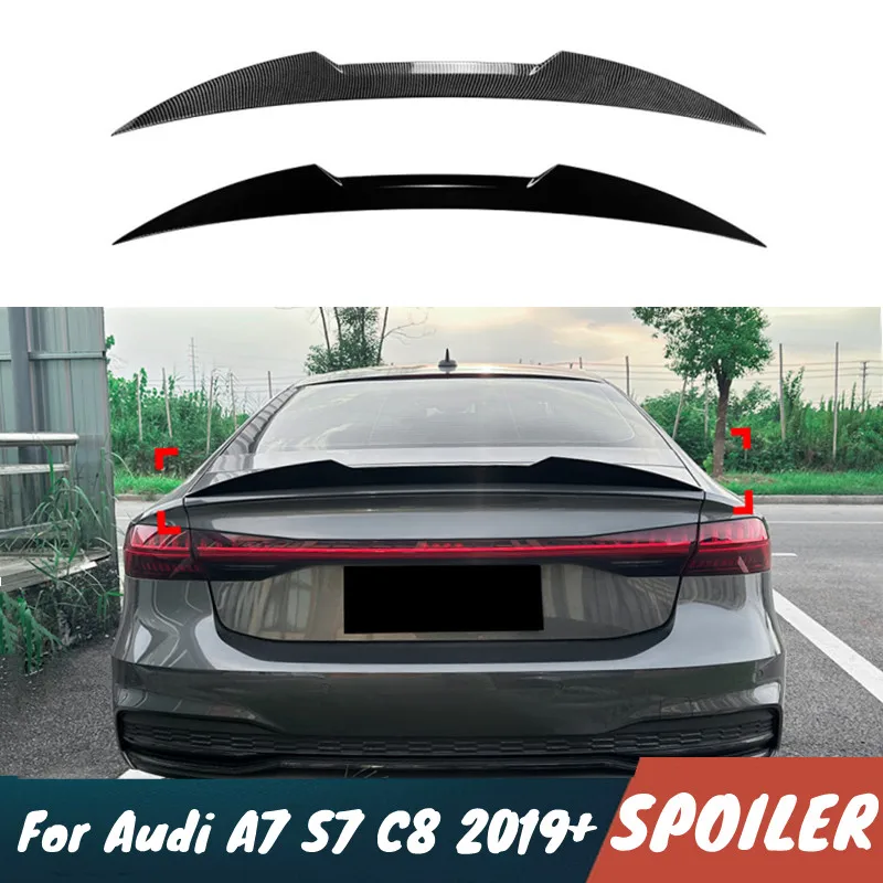 

Для Audi A7 S7 C8 2019+ АБС-пластик, задняя крышка багажника, спойлер, крылья, черный карбоновый комплект кузова, аксессуары для внешней тюнинга