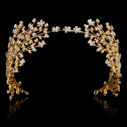 YCDZSWWL AAA Cubic Zirconia Headpieces Elegant Bride Crown Fairy Jewelry Accessories for Wedding Banquet Party