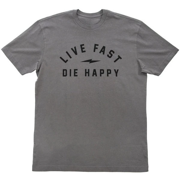 Live Fast Die Happy Lightning Retro Motorcycle Riding Brand Graphic Tee Cotton Mens Womens T-Shirt Outdoor Casual Top