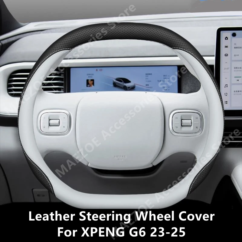 

For XPENG G6 23-25 Leather Steering Wheel Cover,Car Interior Decoration Modification Protection Accessories Refit