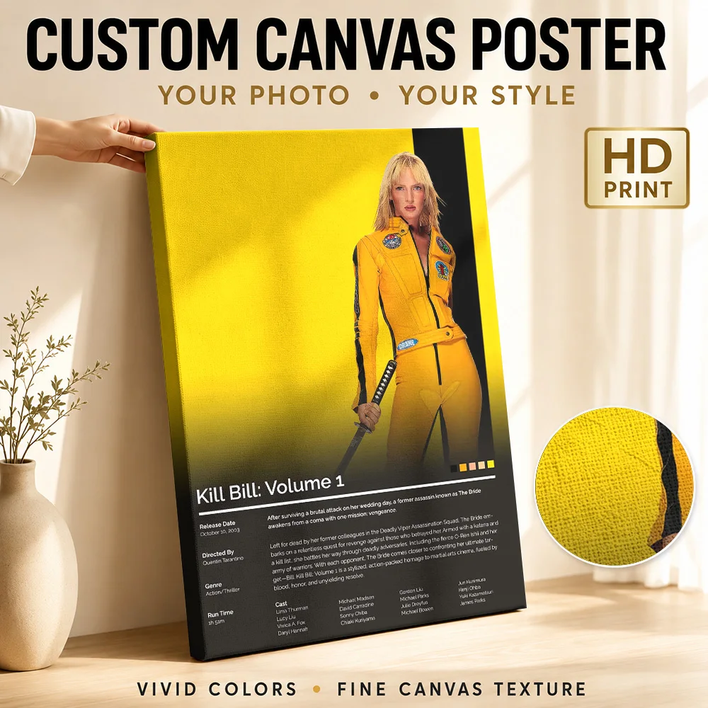 Kill Bill: Volume 1 Movie Framed Canvas Print Poster Personalized Photo Classic Cinema Wall Paintings Decoration for Man Cave