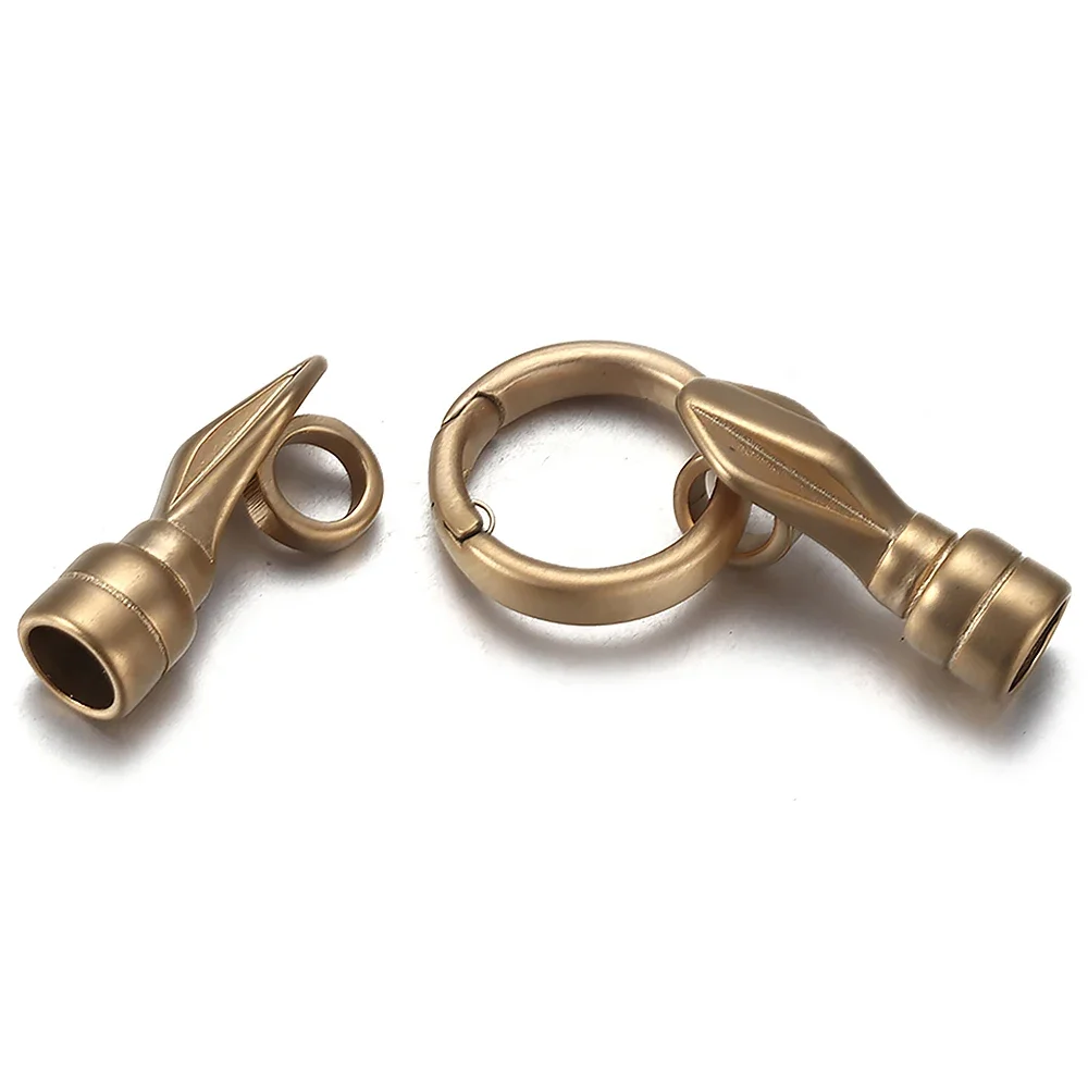 Gold Stainless Steel Connector Set Hole 6mm for Leather Bracelet DIY Making Clasp Spring Ring Findings Jewelry Connect Parts