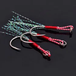 Slow Jigging Fishing Cast Jigs Assist Hook Barbed Single Jig Hooks Thread Feather Pesca High Carbon Steel Fishing Lure