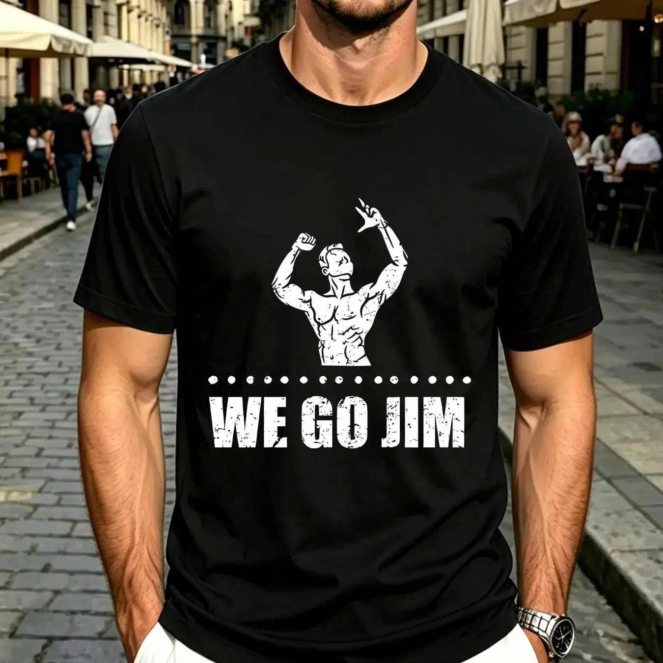 washed T Shirt We Go Jim Gym Bro Culture Workout Classic Pump Cover Funny Vintage Men's vintage Washed fashion Comfortable