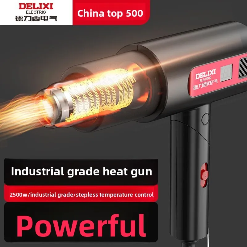 مسدس هواء ساخن احترافي بقدرة 2000 وات من Delixi Electric مع درجة حرارة قابلة للتعديل، طبقة ختم بلاستيكية قابلة للتعديل ذات سرعة صغيرة