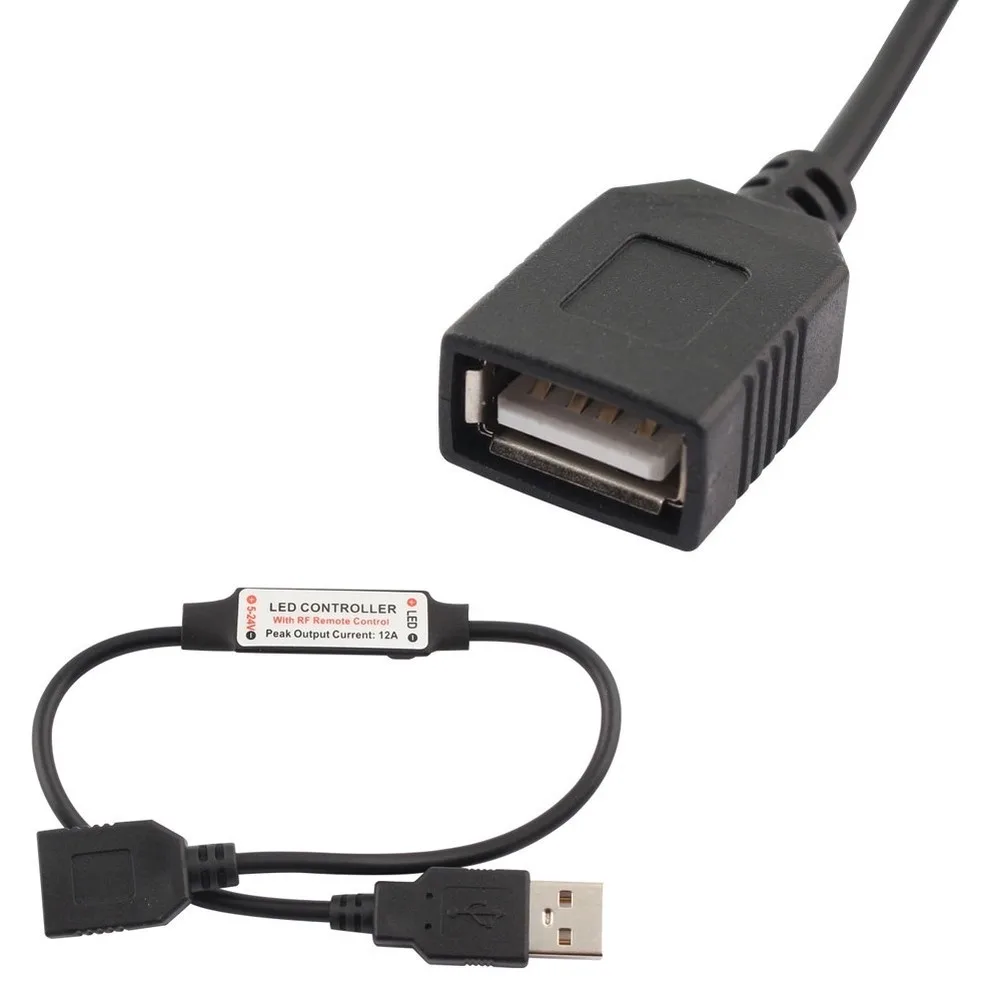 USB RF Wireless Dimmer Remote Control with 11 Keys for LED Strip Lights DC 5V to 24V Compatible Radio Frequency Controller