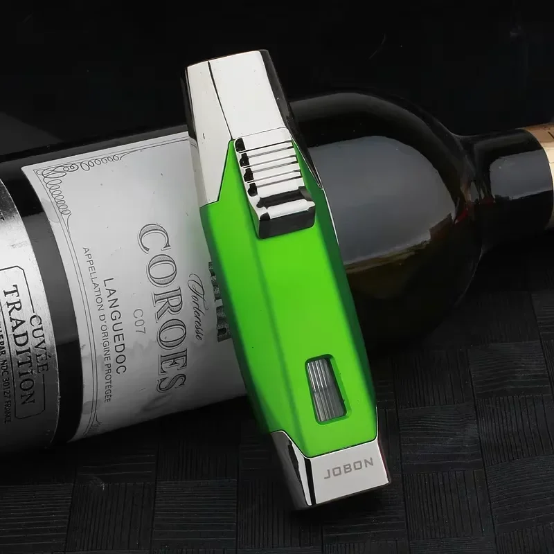 Hot Sales JOBON Metal Butane Gas Lighter, Outdoor Windproof Blue Flame Dual Torch Turbo Jet for Cigar BBQ Jewelry Baking