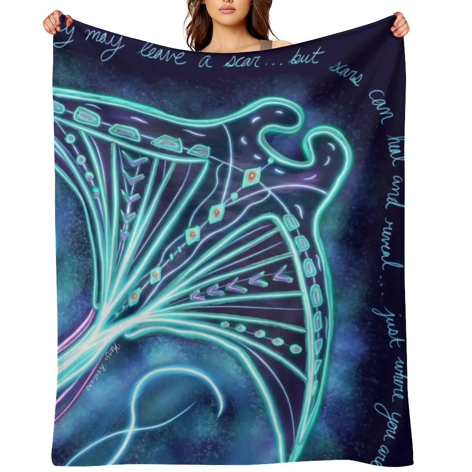 

Sting Ray Art Throw Blanket Beach decorative Fashion Sofas Summer Blankets