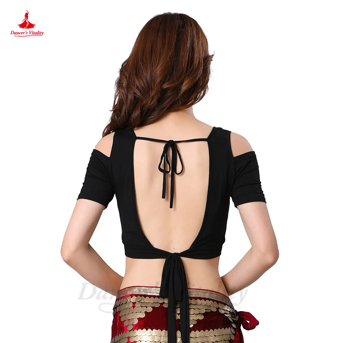 Belly Dance Costume ATS American Tribe Belly Dance Training Shirt Qiuli V-neck Open Back Choli Modal Cotton Short Sleeve Tops