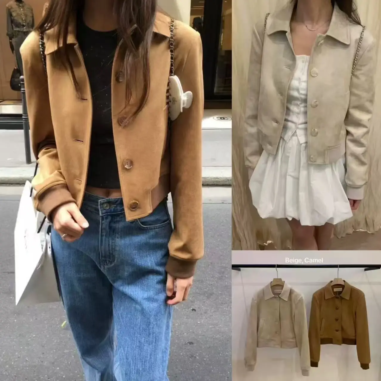 Dimagrante Pelle scamosciata ort Jaet Verdura Flip-Collar Retro Sle Loose Fit Cappotto da donna Chiusura con bottoni Lungo Sve Autunno Capispalla