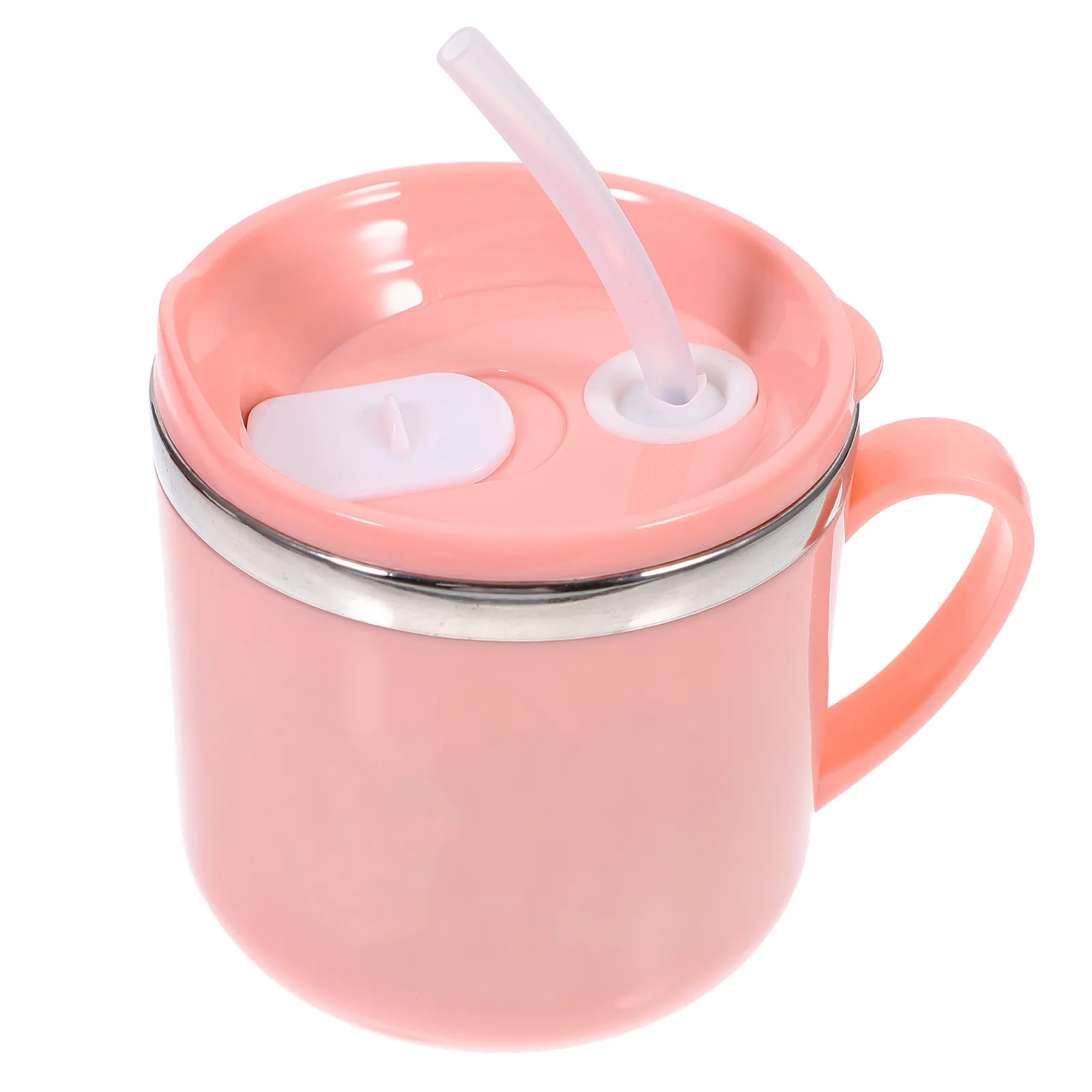 Toddler Straw Cup Stainless Steel Leakproof Spillproof Kids Drinking Cup with Handles Easy Clean