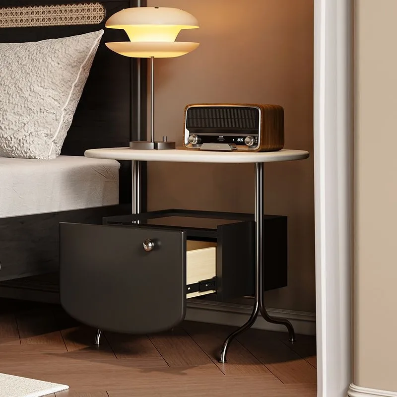 Minimalist Nightstand, Rainbow Glass Master Bedroom Storage Bedside Cabinet, Creative Bedside Cabinet for Small Apartments