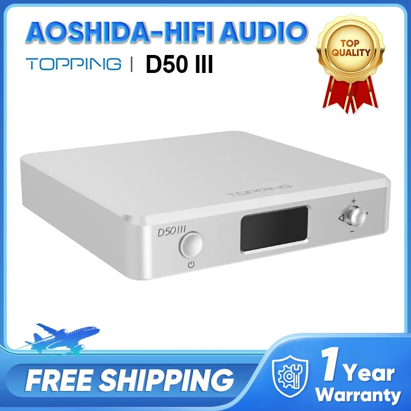 TOPPING D50 III Desktop Decoder HiFi Audio Bluetooth5.1 DAC Double ES9039Q2M Decoding Chip PCM768 DSD512 Pre-Amp Dual Type-C DAC