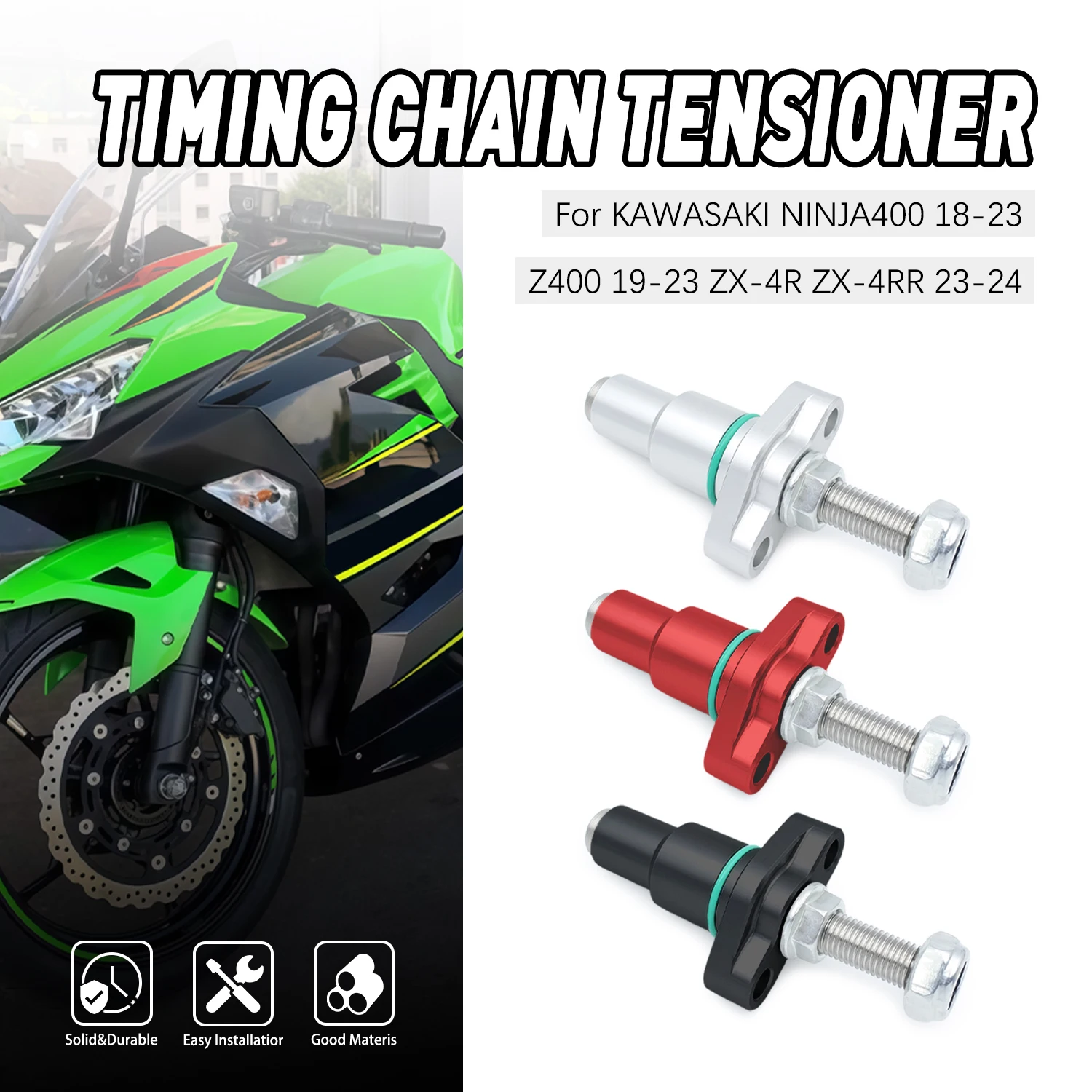 

For KAWASAKI NINJA400 2018-2023 Z400 2019-2023 ZX4R ZX-4RR 2023-2024 12048-0111 Black Manual Cam Timing Chain Tensioner Aluminum