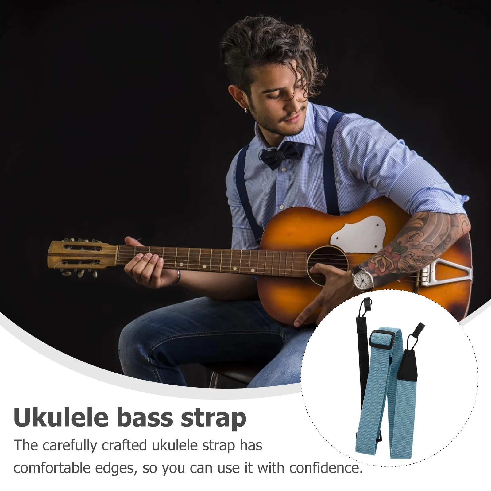 

Ukulele Strap Durable Simple Practical Bass Buttons Double Hook Shoulder Hanger Electric Guitar Long Lasting Quality