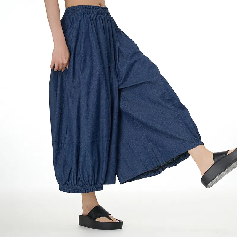 Japan and South Korea casual wide-leg pants 2023 summer new women's relaxed thin casual pants nine-minute pants 68131