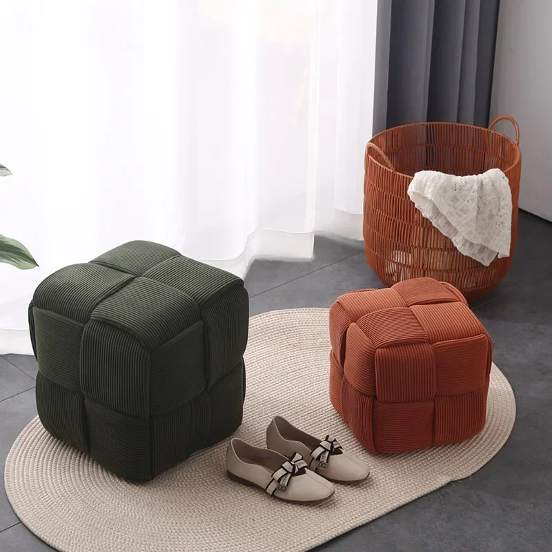 Small Sofa Stool Household Living Room Coffee Table Creative Corduroy Pier Pedal Footstool Door Shoe Change Low Stool