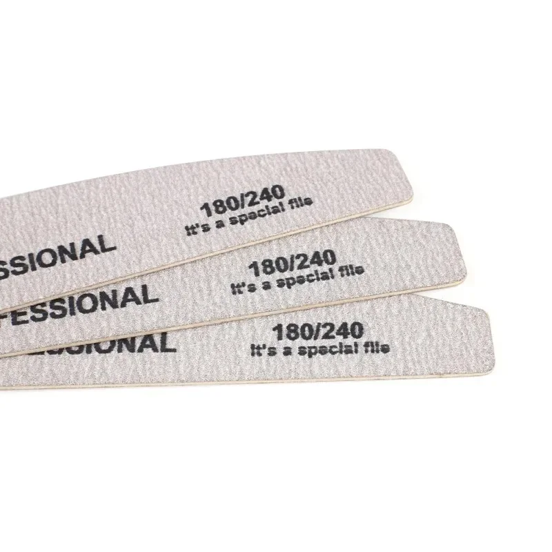 10pcs Wood Sandpaper Nail File 180/240 Professional Emery Board Manicure Buffer Grey Boat Double-sided Wooden Pedicure Buffers