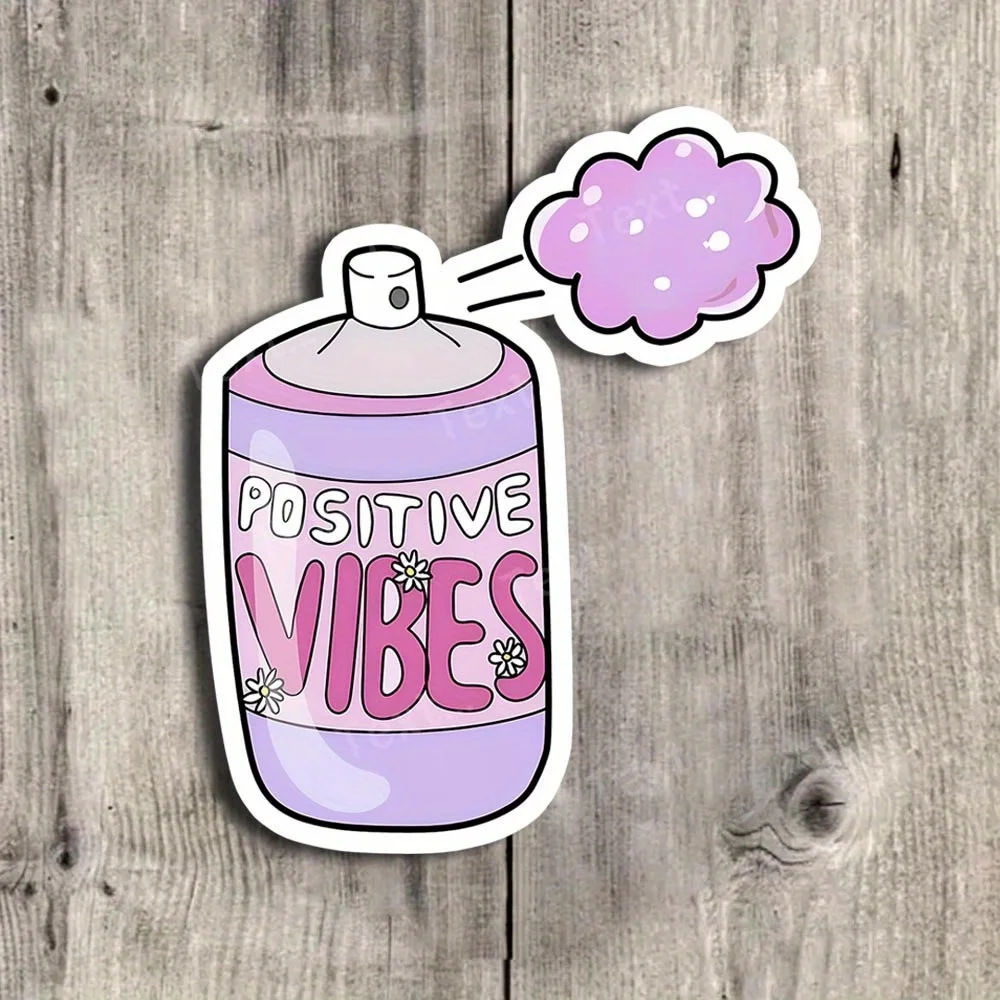 3-teiliges Set Positive-Energie-Spray-Dosen-Aufkleber, Wasserfeste Vinyl-Aufkleber in Lila und Rosa, Ästhetische Dekoration für Autofenster & Laptop