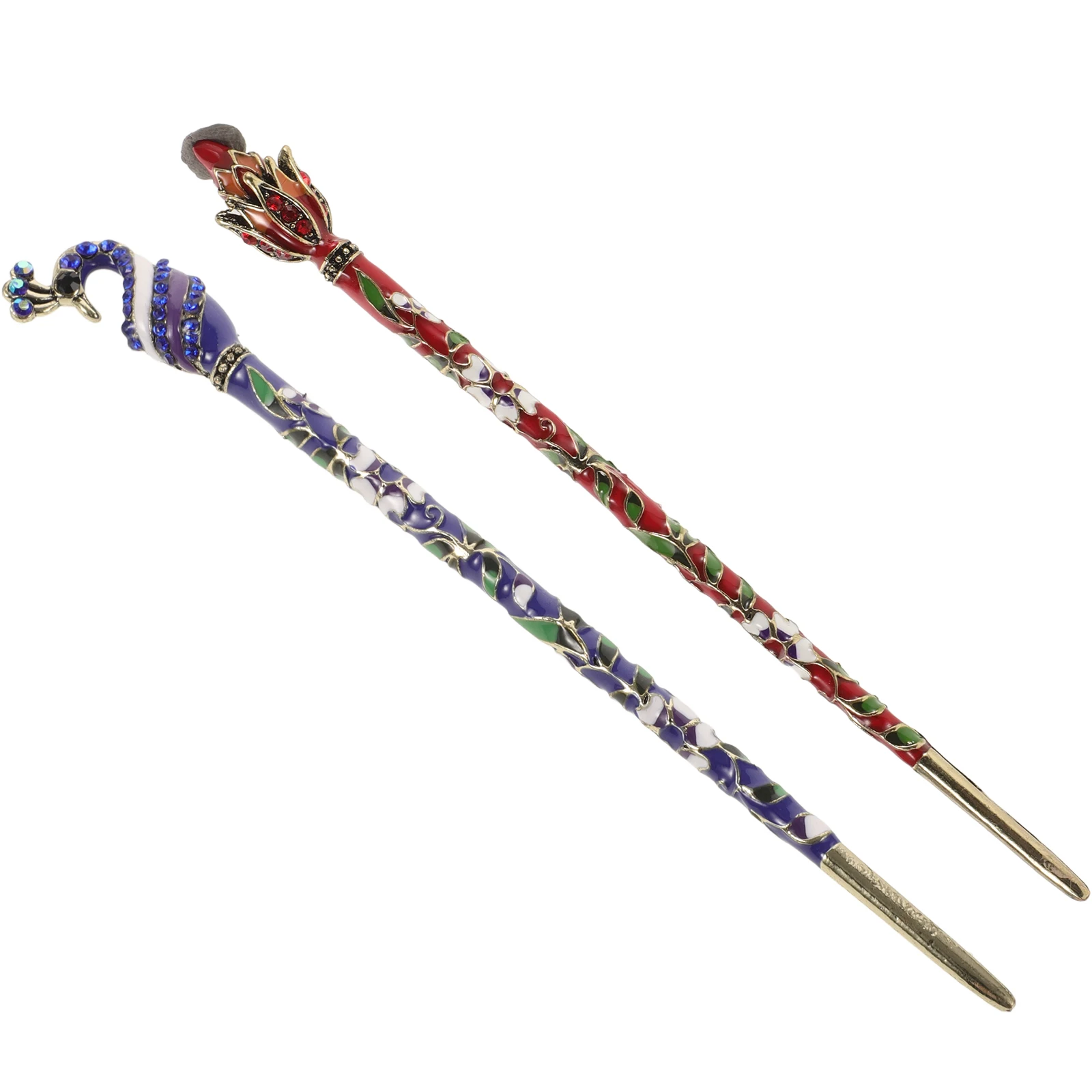 

2pcs Vintage Chopstick For Women Zinc Alloy Retro Chinese Bun Stick Long Holder Hair Styling Tool Decorative Hair Accessory