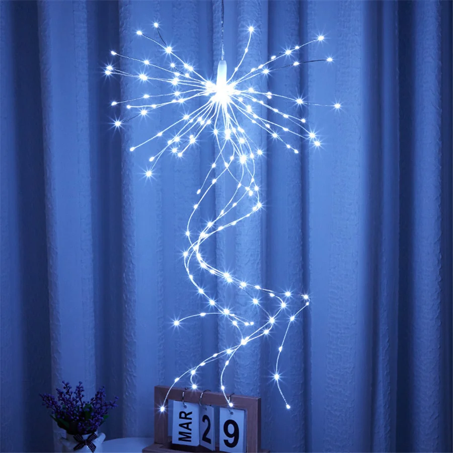 200led Starburst Vuurwerk Lichtslingers Buiten Waterdicht 8 Modi Kerst Slinger Sprookjesachtige Verlichting Voor Tuin Bruiloftsfeest Decor