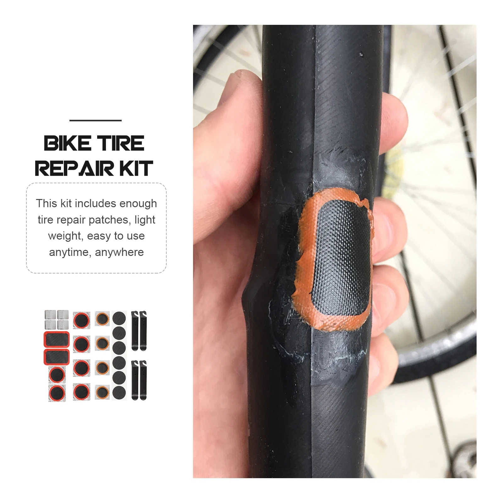

Bike Tire Repair Kit Tire Patches Adhesive Tools Bicycle Inner Tubes Metal File Puncture Road Mountain Bike Tube Repair Kit