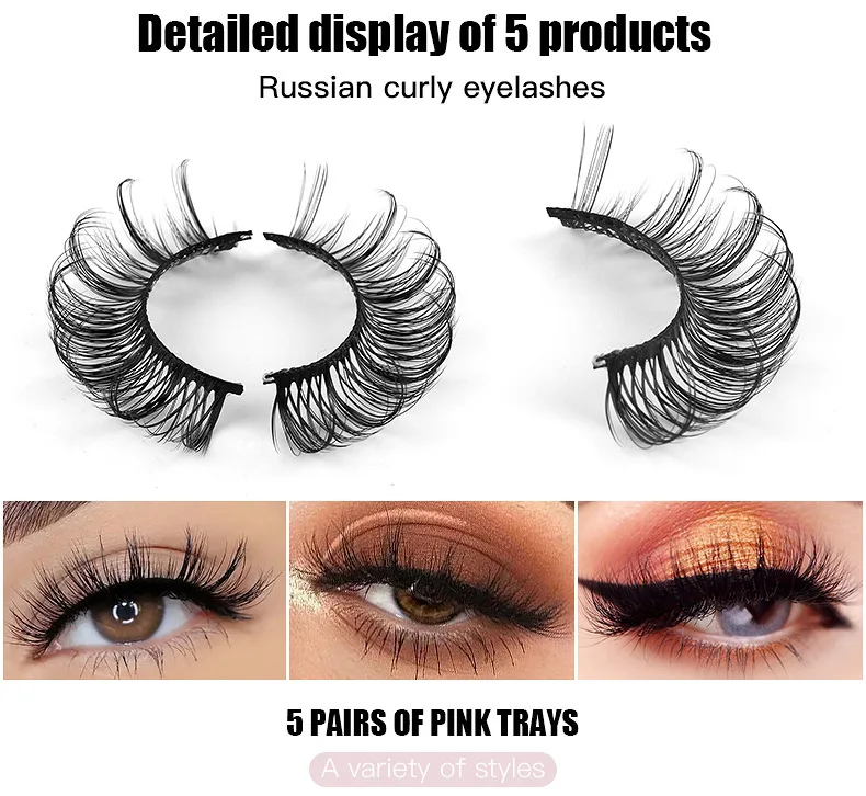 5-pair Russian DD Curved Vacation EyelashesThe Thick Synthetic Fiber Eyelashes of The European and American Style