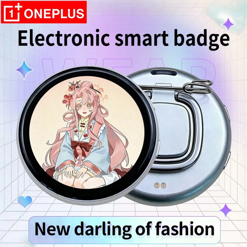 

Умный светодиодный электронный бейдж OnePlus с круглым HD-экраном 1,85 дюйма, Bluetooth 6.0, для фото и коротких видео, 600 мАч, для любителей аниме