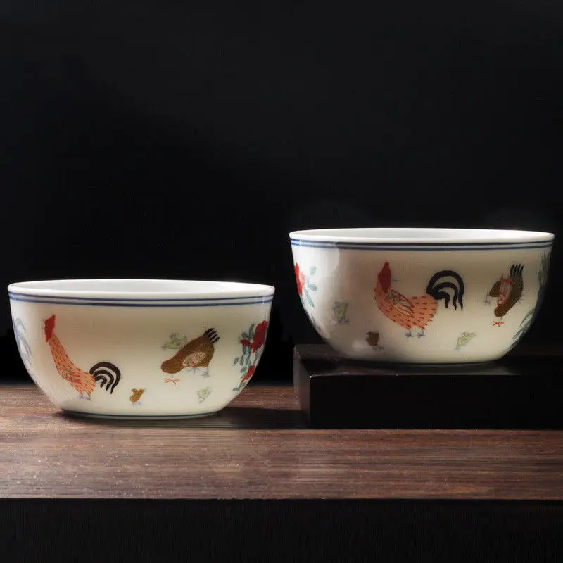 Imitation Duancai Chicken Cup Dehua Tea Cup Single Ceramic Tea Bowl Retro Chinese Household Tea Set