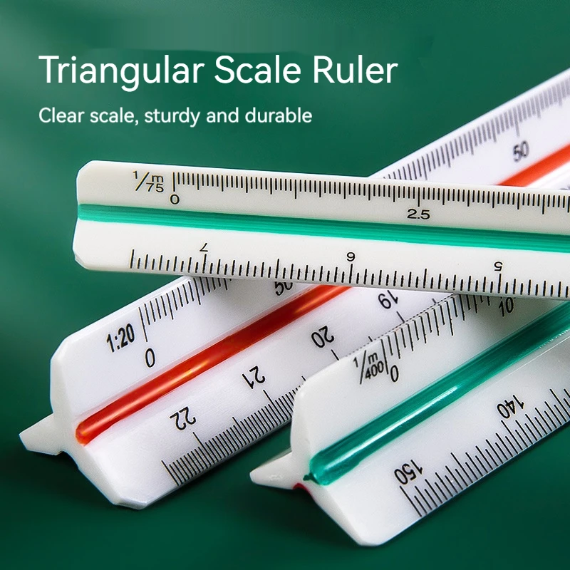Borrence 30cm Triangular Scale Ruler 1:20-1:500 Plastic Straight Ruler Metric Architect Engineer Accurate Drafting Measure Tool