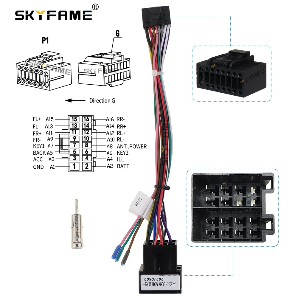 SKYFAME 16Pin Car ISO Wiring Harness Adapter Android Radio Power Cable For Volkswagen Universal