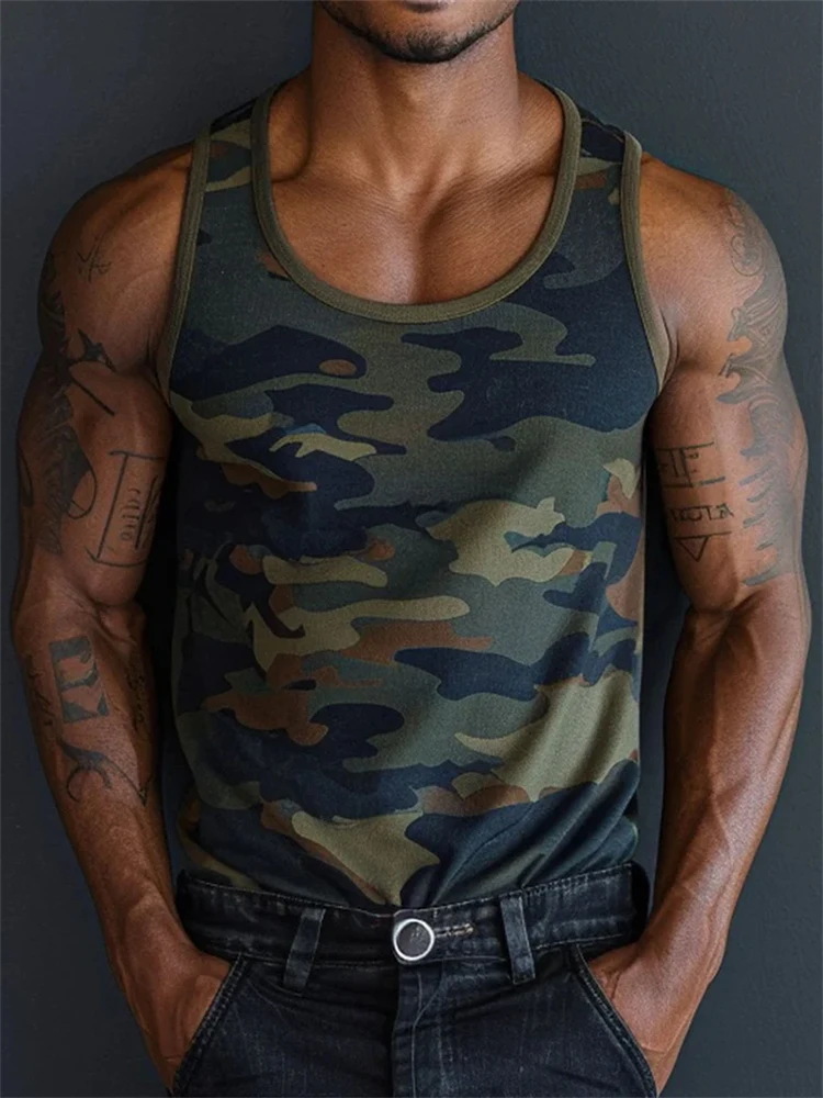 3D Camouflage Printed Men's Tank Top Outdoor Running And Sports Men's Loose Sleeveless T-shirt Summer Daily Casual Men's T-shirt image 3