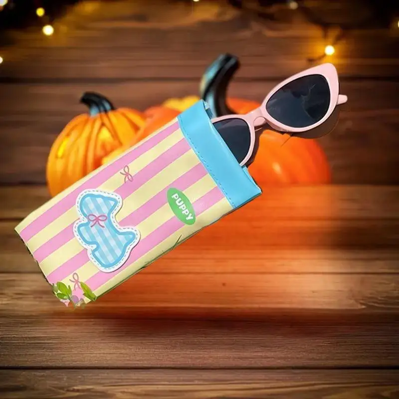 กระเป๋าใส่แว่นตาพกพาพร้อมสายคล้องคอ กระเป๋าใส่แว่นกันแดดสำหรับกิจกรรมกลางแจ้ง ฝาปิดอัตโนมัติ ทำจากหนัง PU