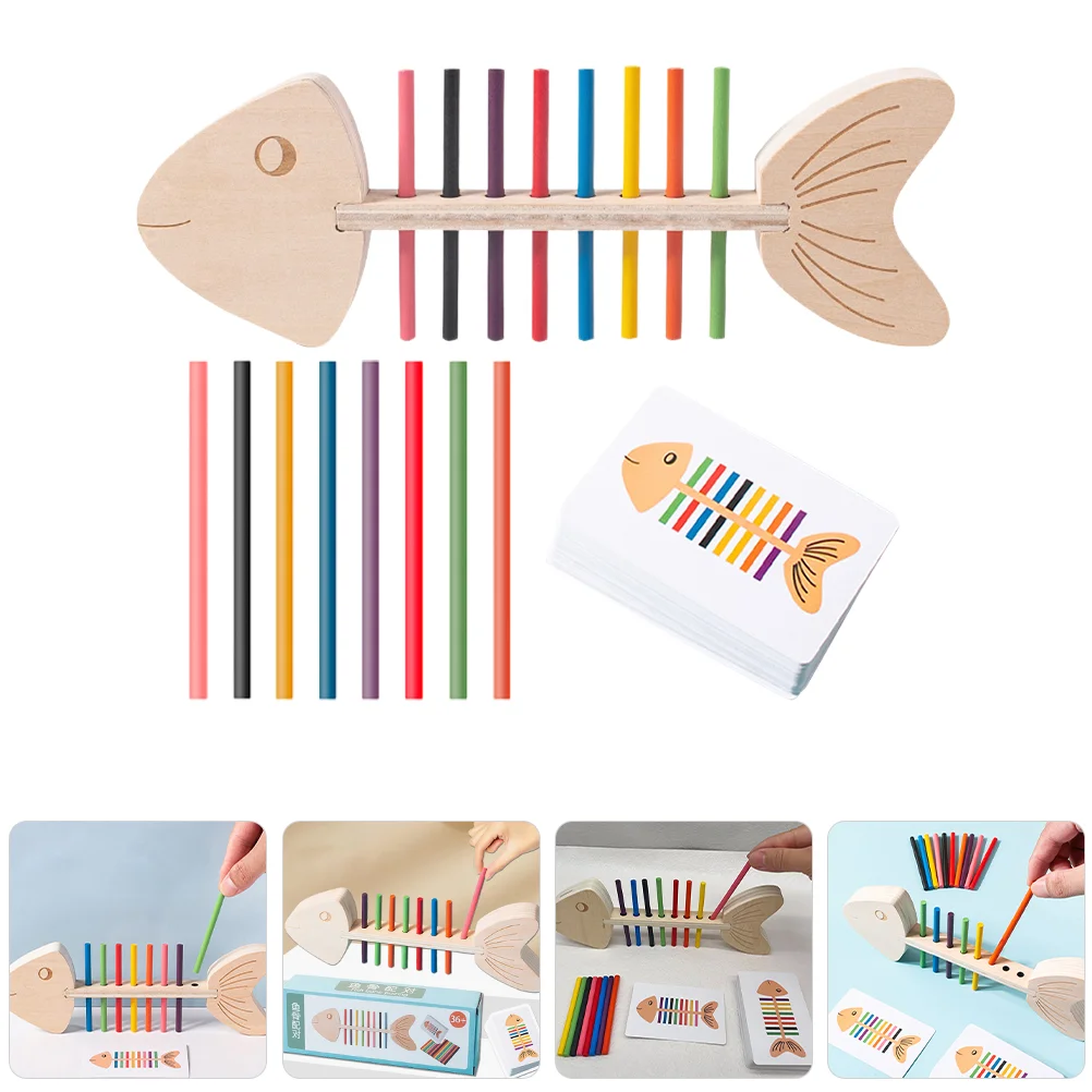 Classificazione dei colori Riconoscimento dell'accoppiamento Giocattolo in legno per lische di pesce Giocattoli per bambini con bordo occupato