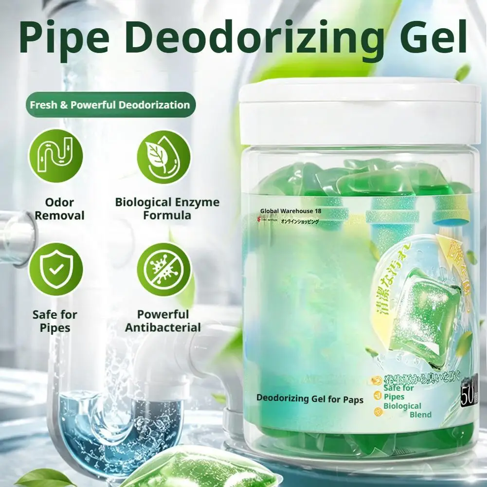 Pipeline Deodorization Beads 99.9% Antibacterial & Odor Removal Safe for All Pipes Water-soluble Film, Easy to Use Without Teari