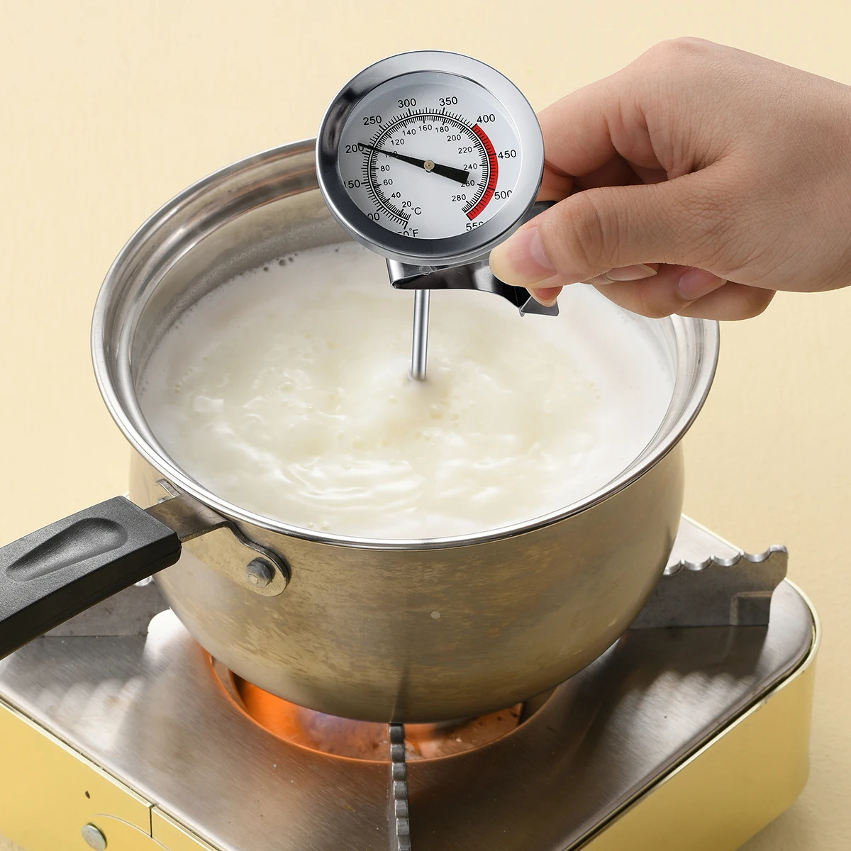 Stainless Steel Frying Cooking Thermometer with 30cm Probe Pin