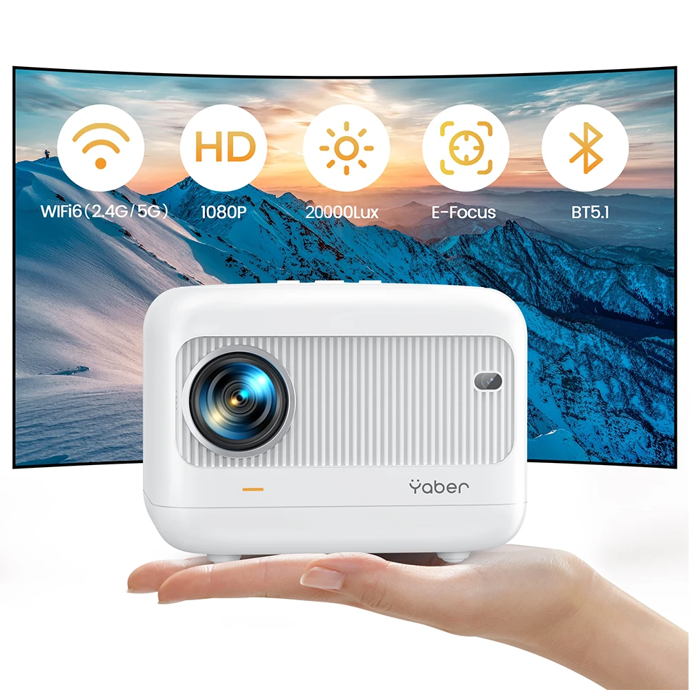 【Electric focus 】 Android Mini projector, YABER L1 20000 Lumens Video projector 5G WiFi Bluetooth, supports P Portable projector