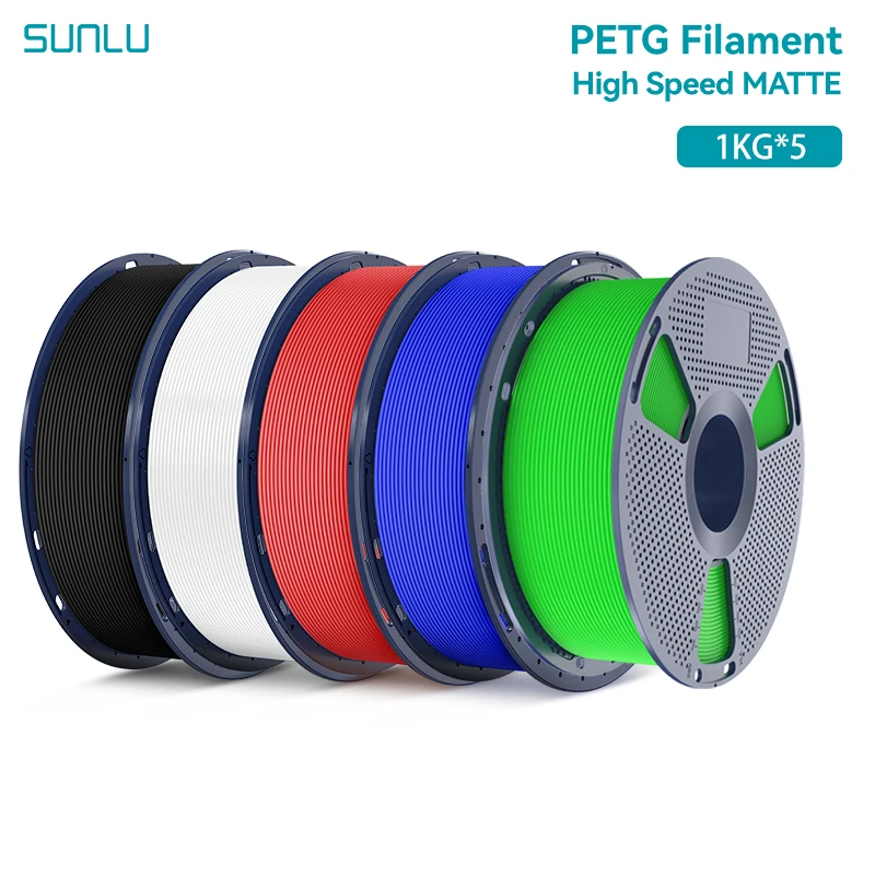 SUNLU 5 kg Hochgeschwindigkeits-Matt-PETG-Filament, 1,75 mm, 1000 g Spule (2,2 lbs), Hochgeschwindigkeits-Druckfilament, passend für die meisten FDM-Drucker