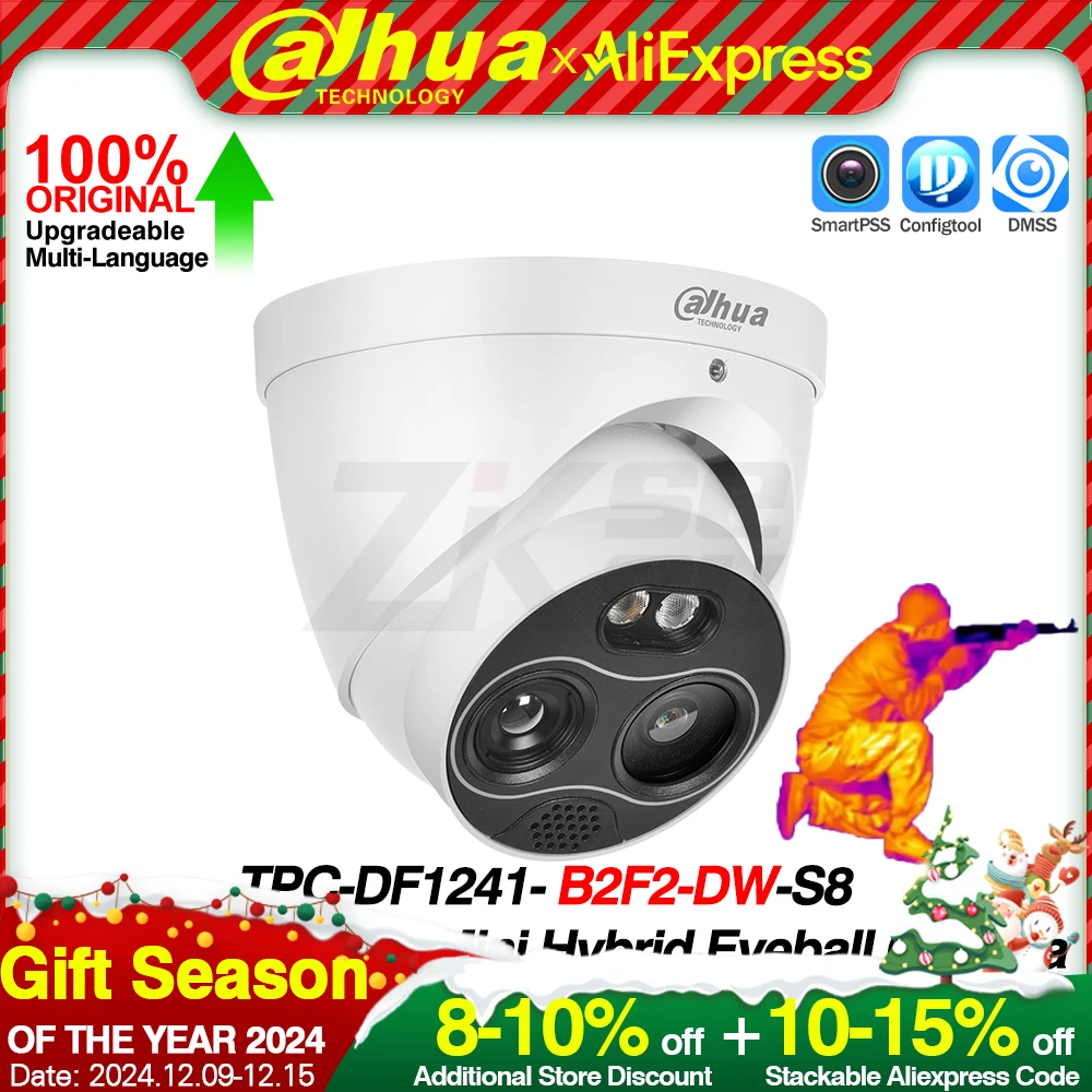 Dahua TPC-DF1241-S8 TPC-DF1241-B2F2-DW-S8 Thermal Camera 256*192 2mm Network Mini Hybrid Eyeball PoE IP Camera 4MP 2mm Alarm