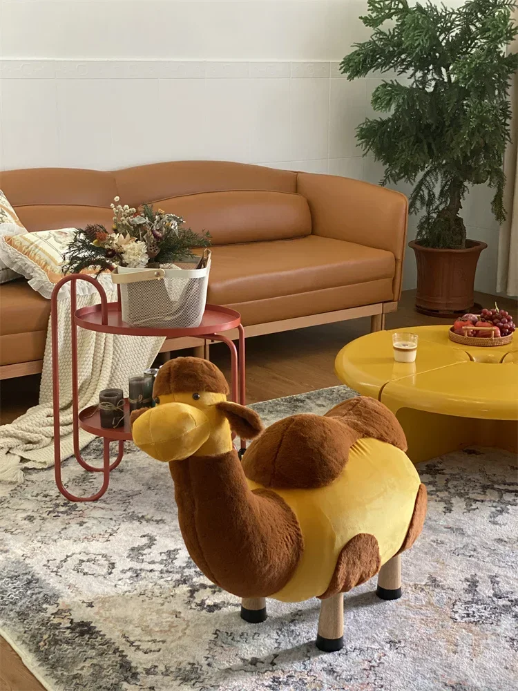 Camel Sitting Stool Cartoon Animal Stool Living Room Ornament Shoe Changing Stool Sofa Children's Doll Housewarming Gift