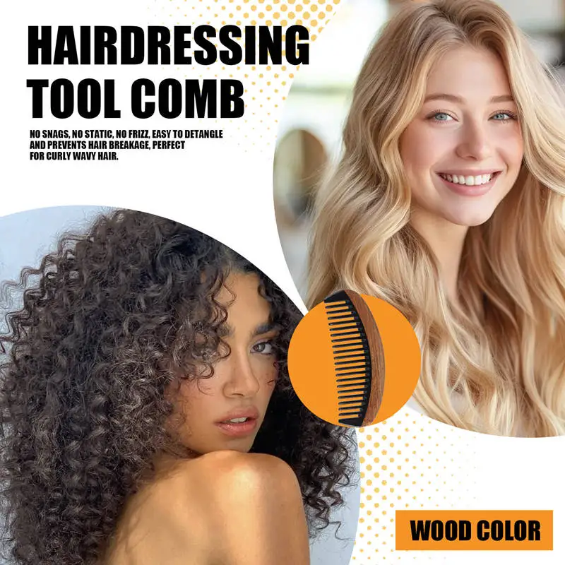 ABWP-Hair Comb - Wide Tooth Wooden Detangling Comb For Curly Hair - No Static Sandalwood Buffalo Horn Comb For Men And Women