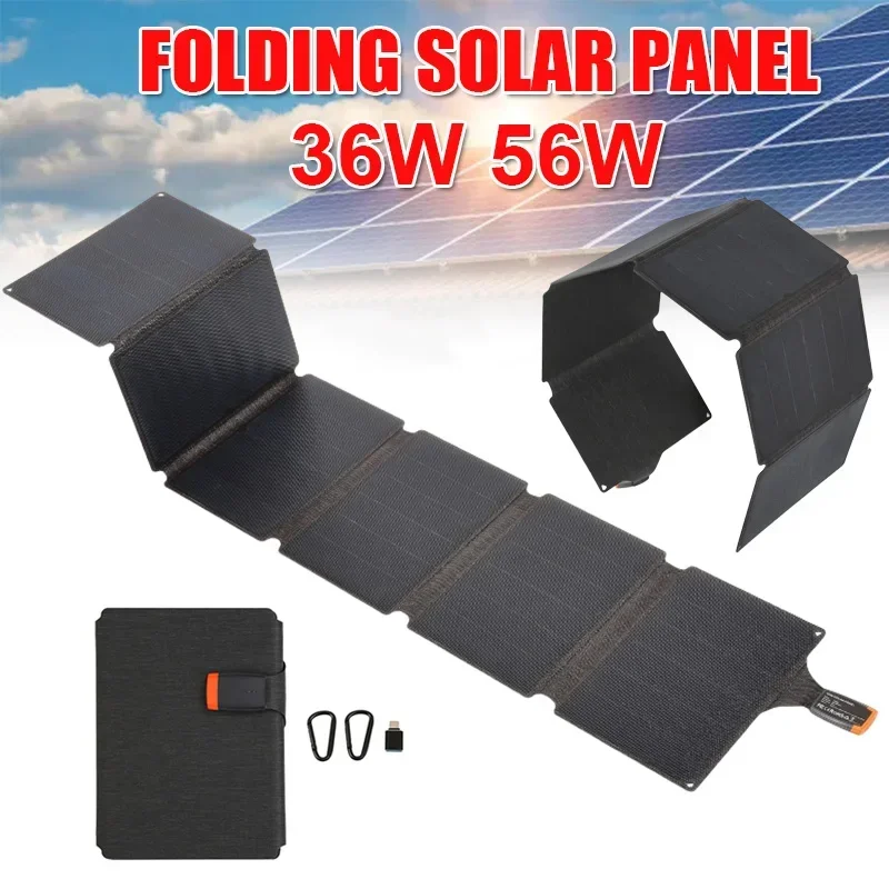 36W 56W Solar Panel Portable Folding Bag Type-C Output Solar Charger Outdoor Power Supply for Home Mobile Phone Power Generator