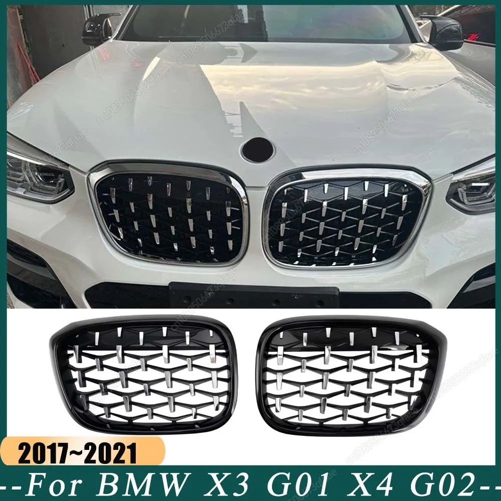 

Передняя решетка для почек, сменная решетка в стиле Meteor, решетка переднего бампера автомобиля для BMW X3 G01 X4 G02 2017-2021, алмазные решетки