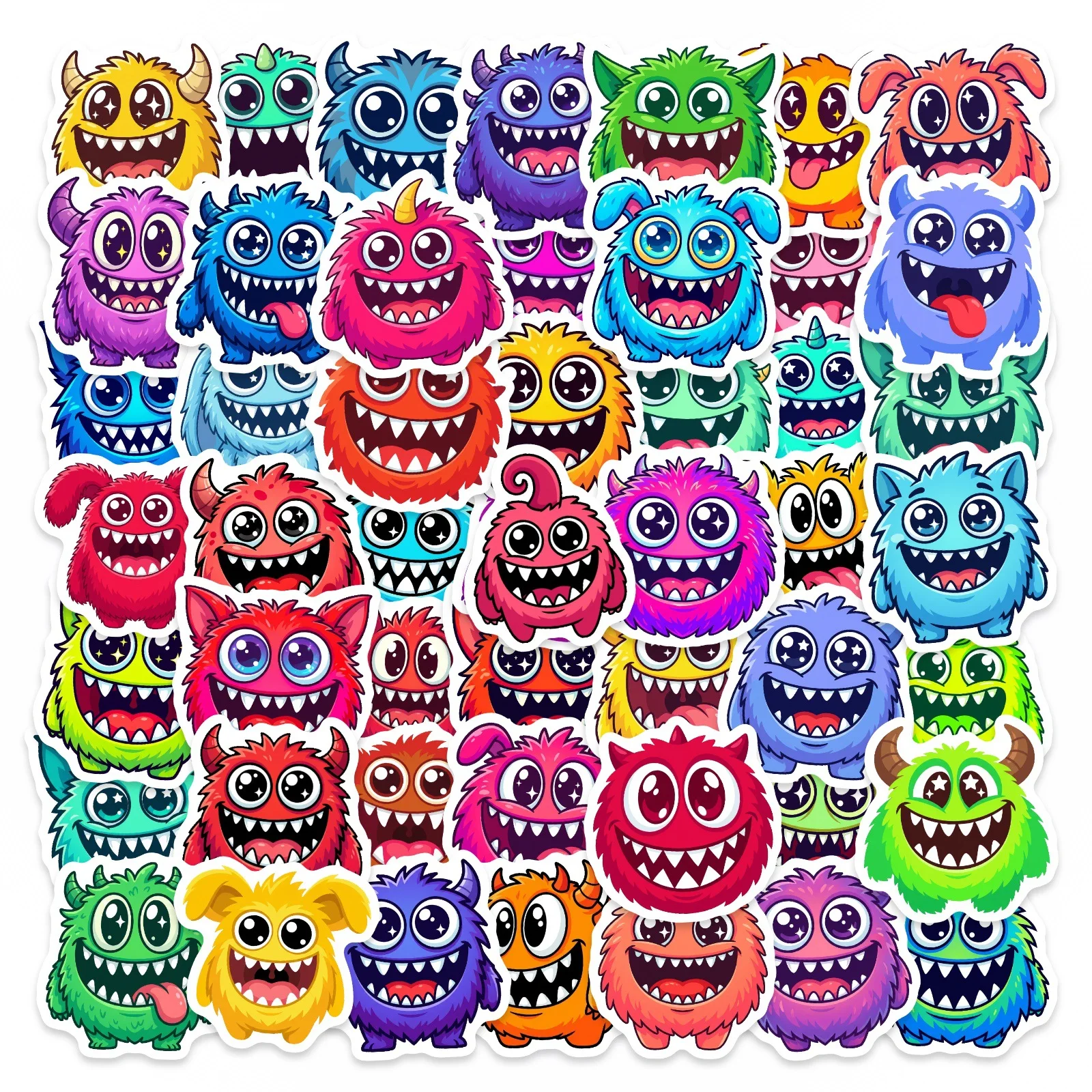 50/100 Stück Niedliche Cartoon HD Bunte Monster Lustige Aufkleber DIY für Skateboard Helm Fahrrad Spielzeug Regal Aktenhalter Dicke Wasserfeste Aufkleber